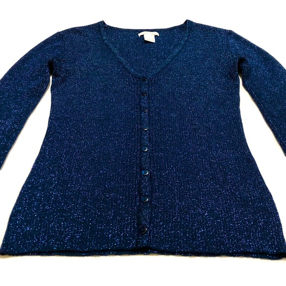 ALFRED SUNG Sparkly Navy Cardigan | Size M - Picture 4 of 15